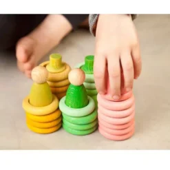 Grapat Houten Nins® Poppetjes Met Ringen En Schijfjes - Lente -Speelgoedwinkel grapat houten nins poppetjes met ringen en schijfjes lente 16 165 1