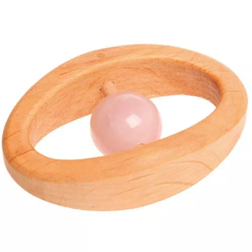 Grimm's Rammelaar-bijtring Met Rozenkwarts 3 Grimm's Rammelaar-bijtring Met Rozenkwarts