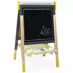 Janod Dubbelzijdig Schoolbord Met Verstelbare Poten - Geel-grijs -Speelgoedwinkel janod dubbelzijdig schoolbord met verstelbare poten 1
