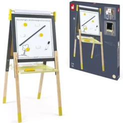 Janod Dubbelzijdig Schoolbord Met Verstelbare Poten - Geel-grijs -Speelgoedwinkel janod dubbelzijdig schoolbord met verstelbare poten 4