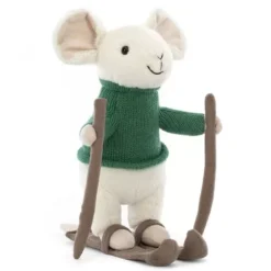 Jellycat Knuffelmuis Merry Mouse - Skiing - 20 Cm